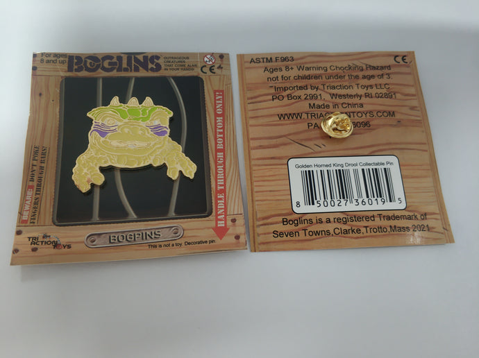 Golden Horned King Drool Bogpin in packaging